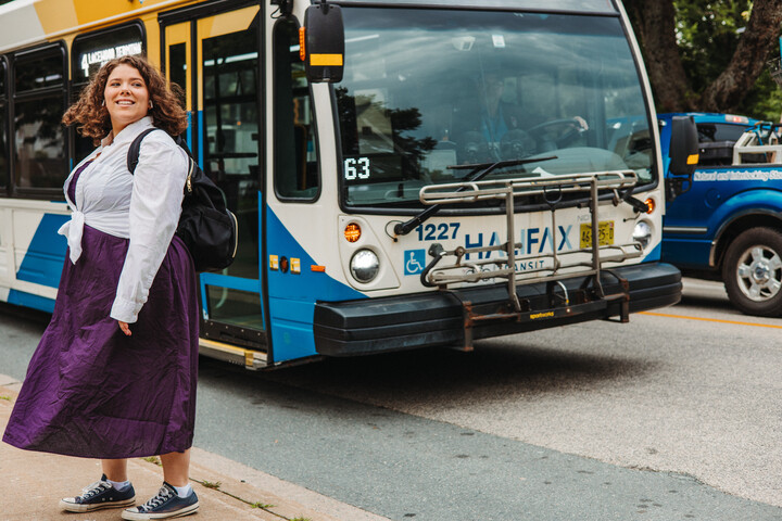 A student walks off a halifax Transit bus