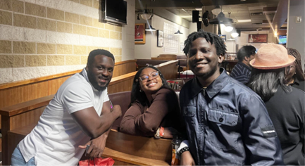 A group of MTEI students grinning at a networking event hosted by the MTEI Society in the Gorsebrook Pub